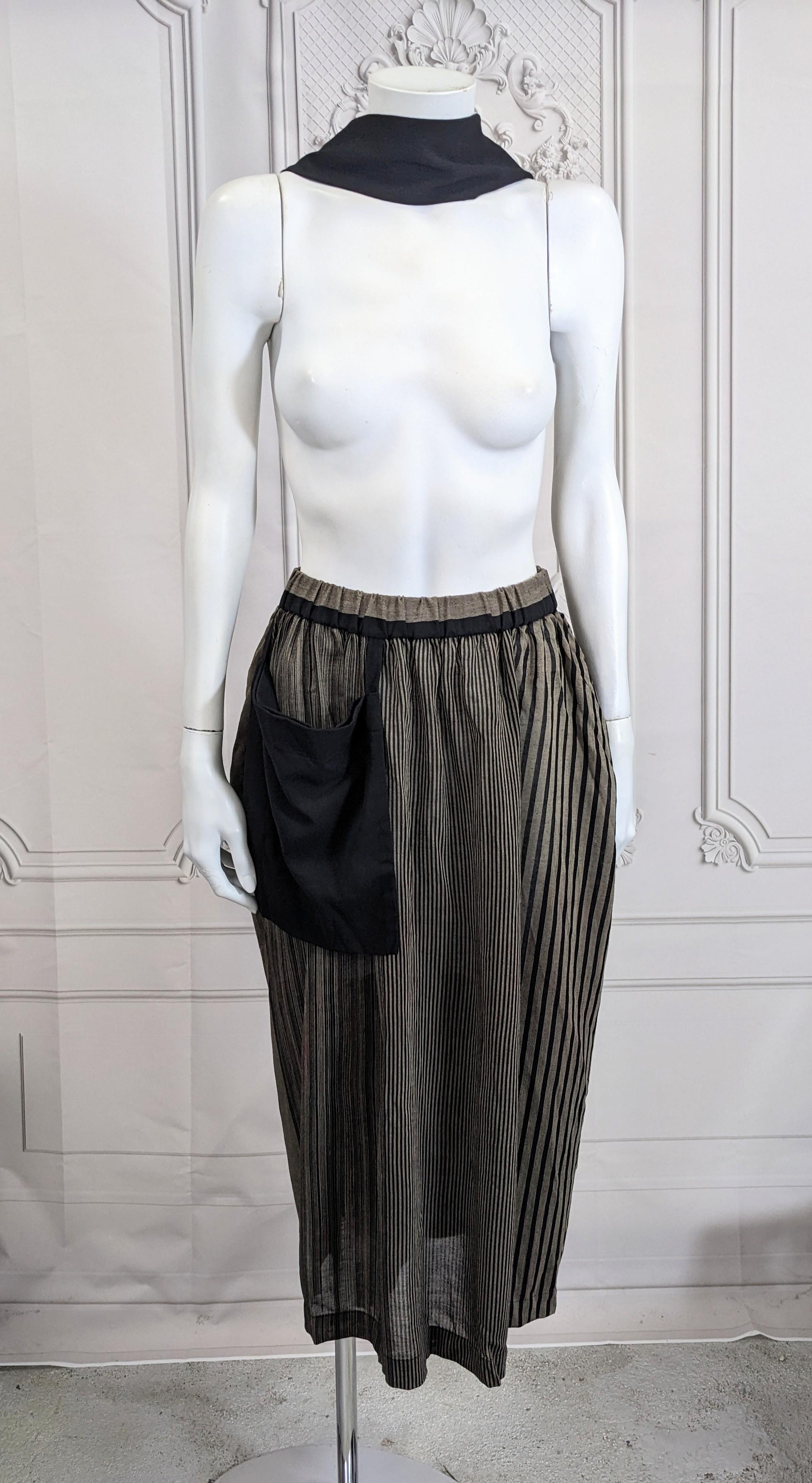 Issey Miyake Striped Wool Transformable Skirt For Sale 3