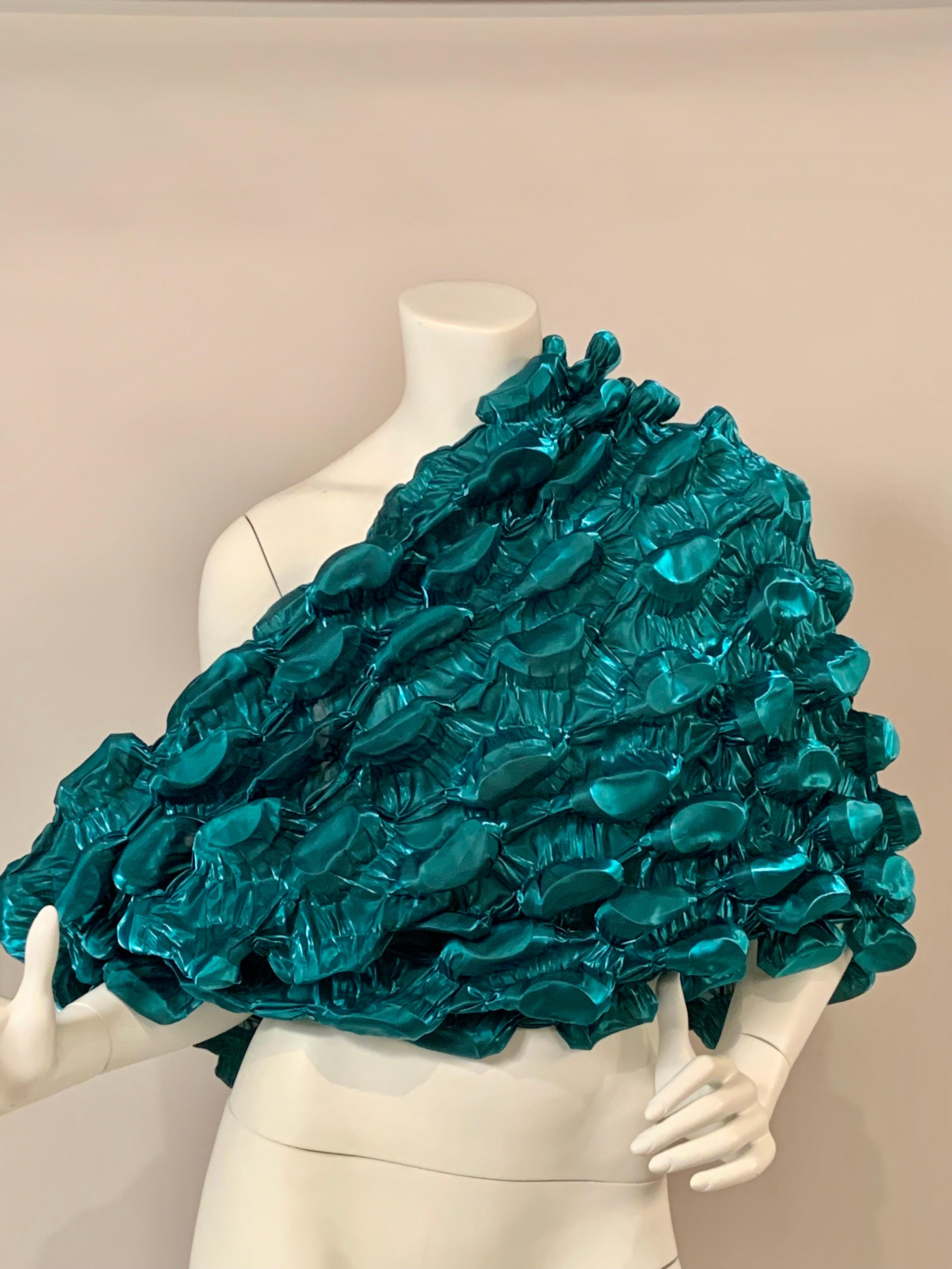 Women's Issey Miyake Teal Blue Egg Carton Circular Wrap or Shawl