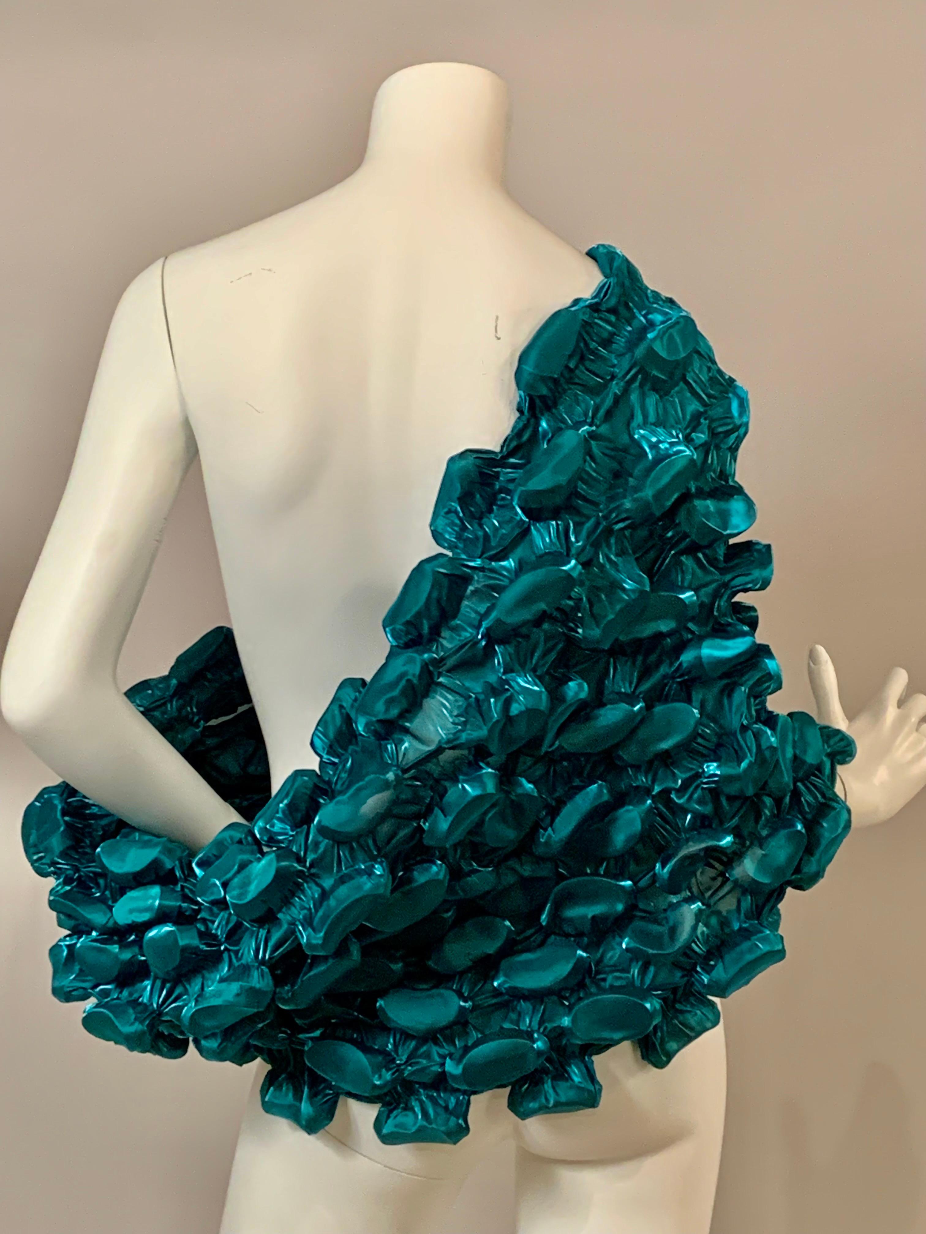 Issey Miyake Teal Blue Egg Carton Circular Wrap or Shawl 2