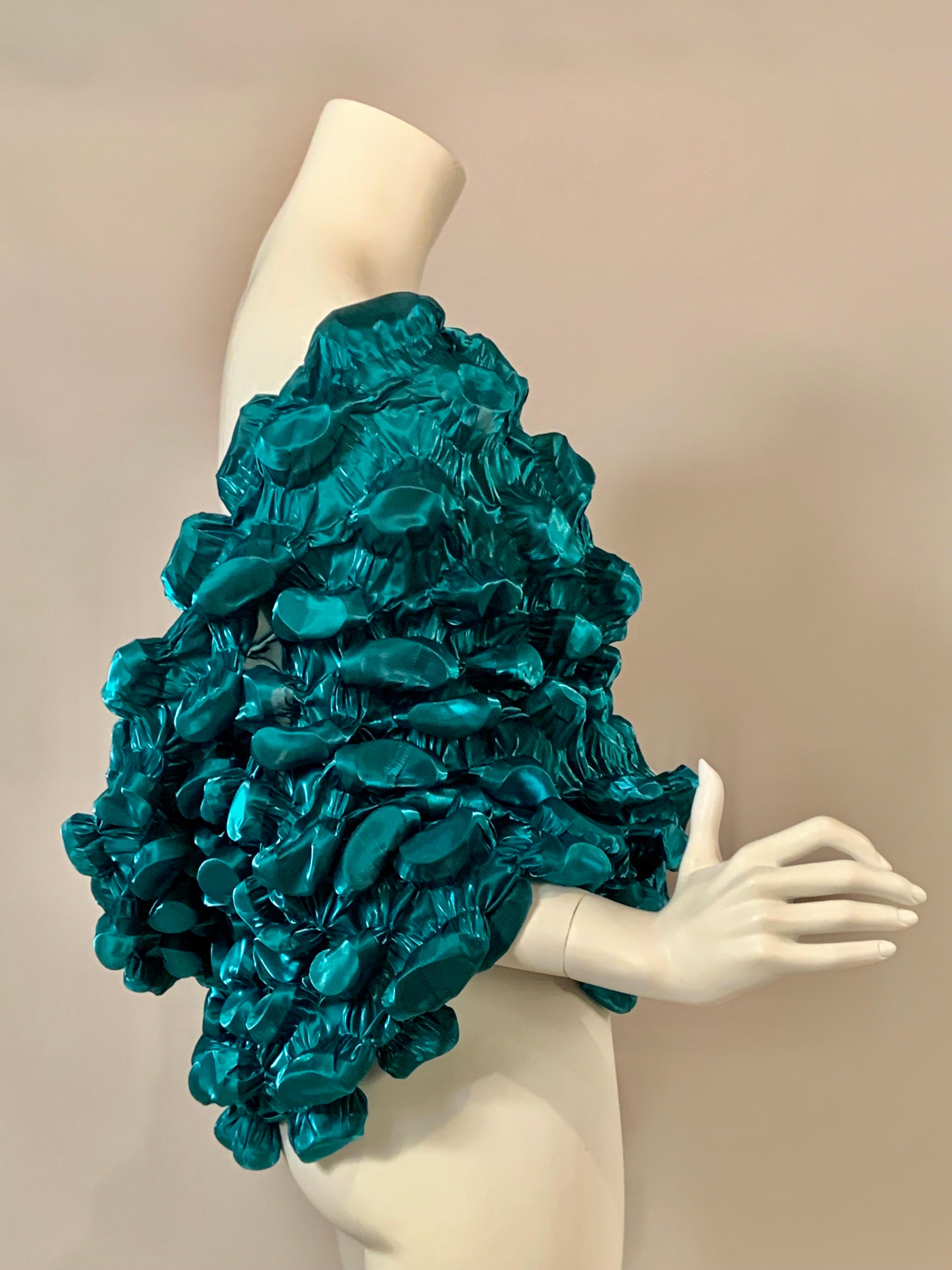 Issey Miyake Teal Blue Egg Carton Circular Wrap or Shawl 3