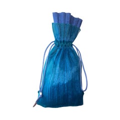 Issey Miyake Teal Blue Pleats Pouch Bag