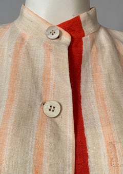 Issey Miyake Trompe l' Oeil Cream, Peach and Bright Orange Linen Jacket