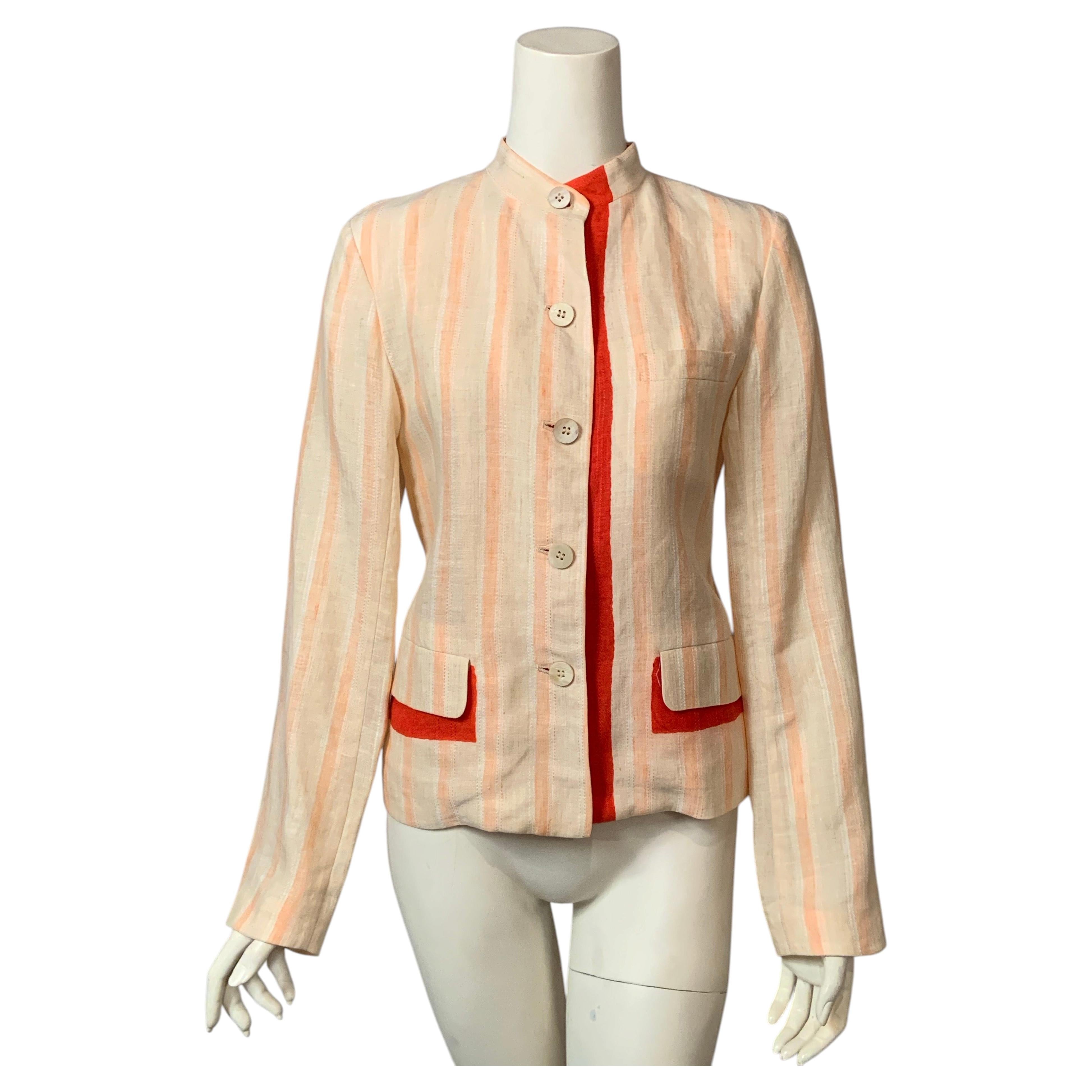 Issey Miyake Trompe l' Oeil Cream, Peach and Bright Orange Linen Jacket