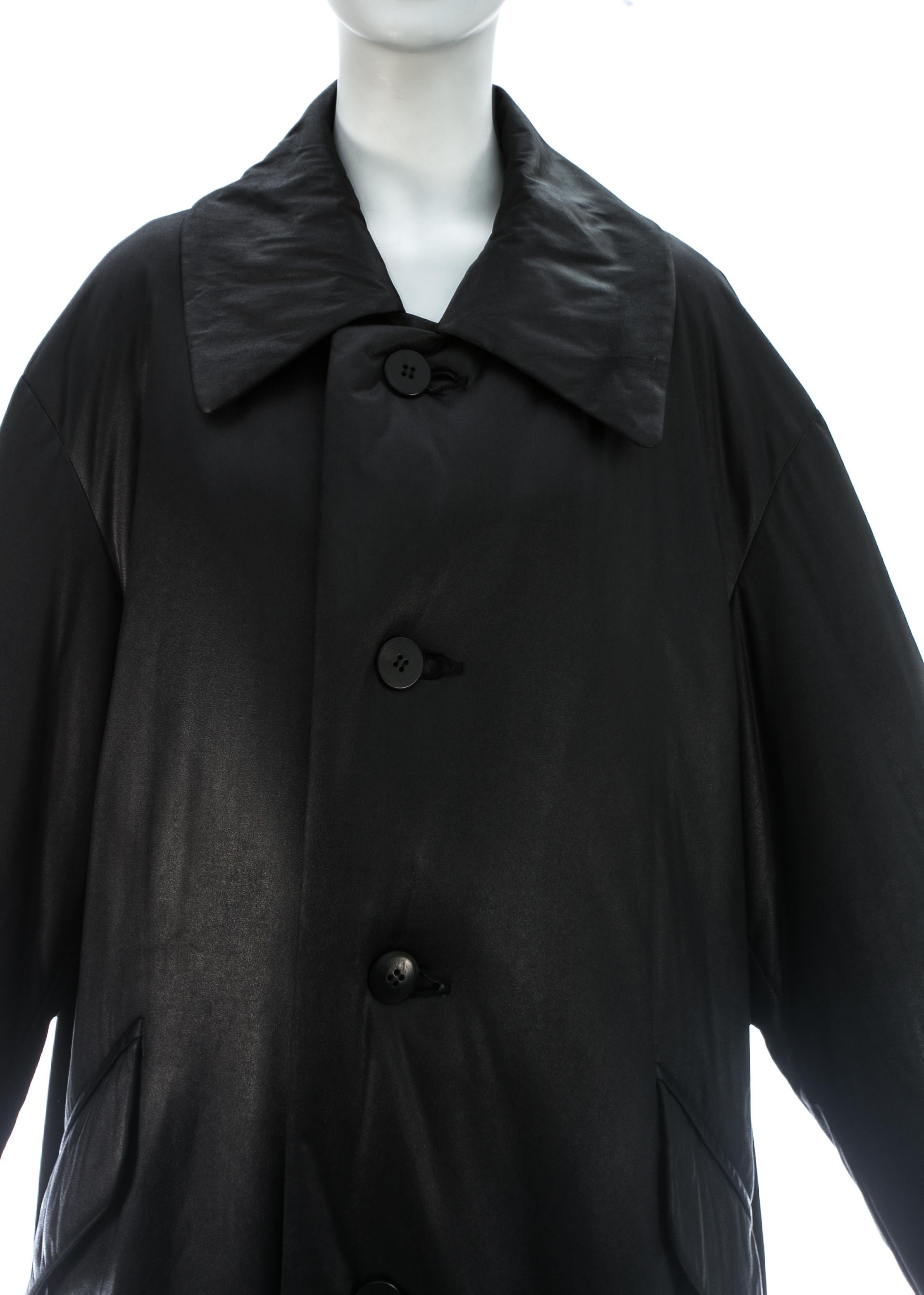 Black Issey Miyake unisex oversized black nylon puffer coat, c. 1990s