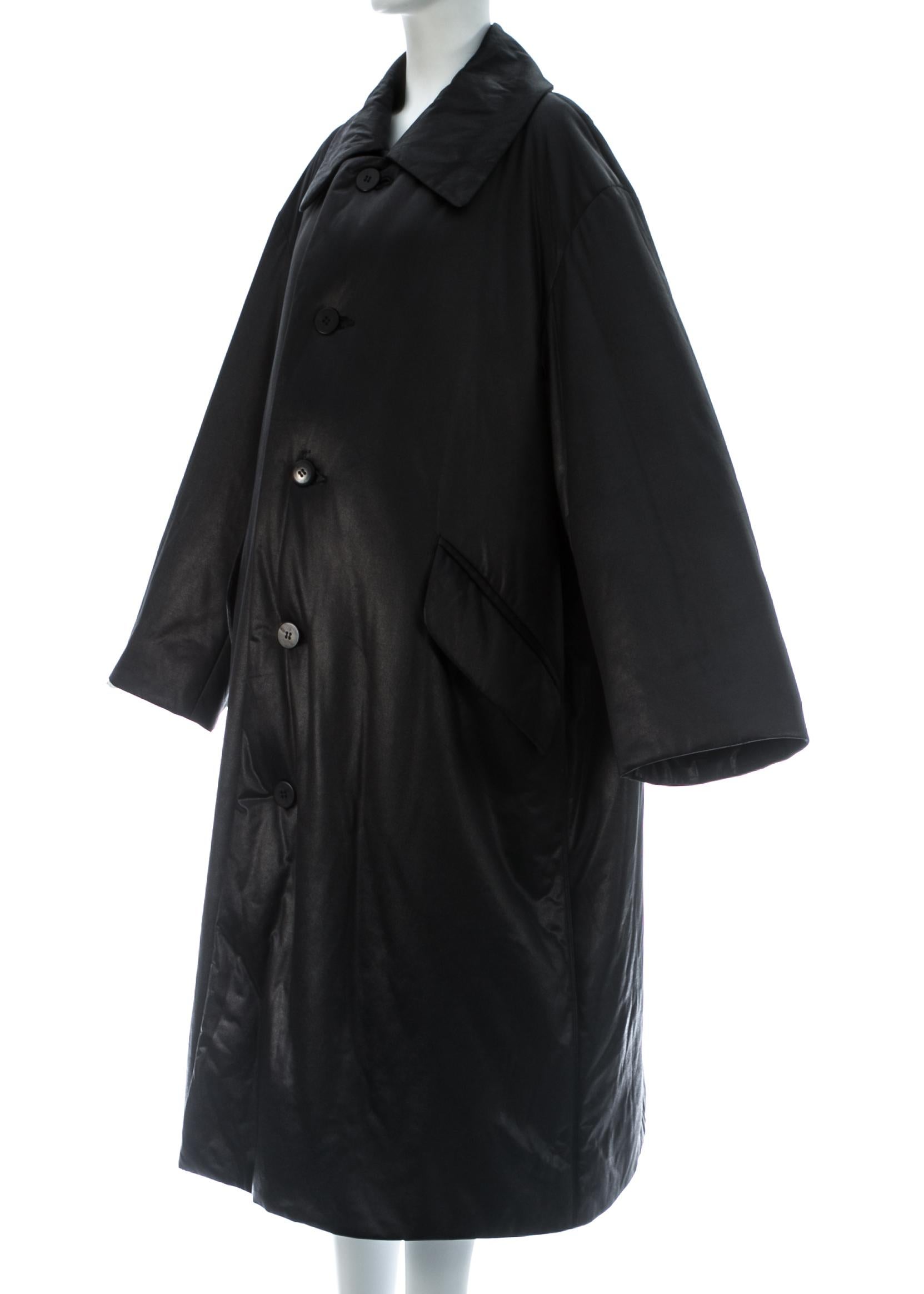 Issey Miyake unisex oversized black nylon puffer coat, c. 1990s In Excellent Condition In London, GB