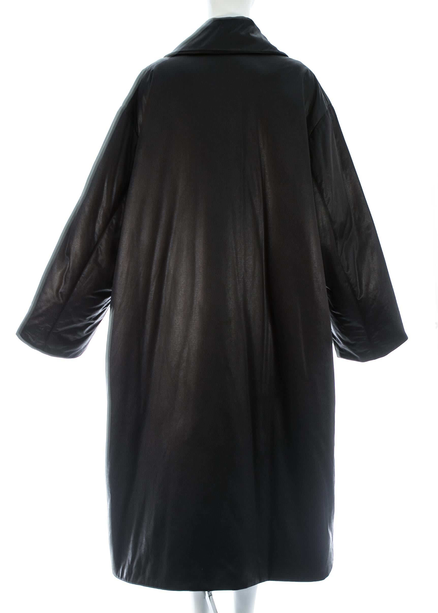 Issey Miyake unisex oversized black nylon puffer coat, c. 1990s 1