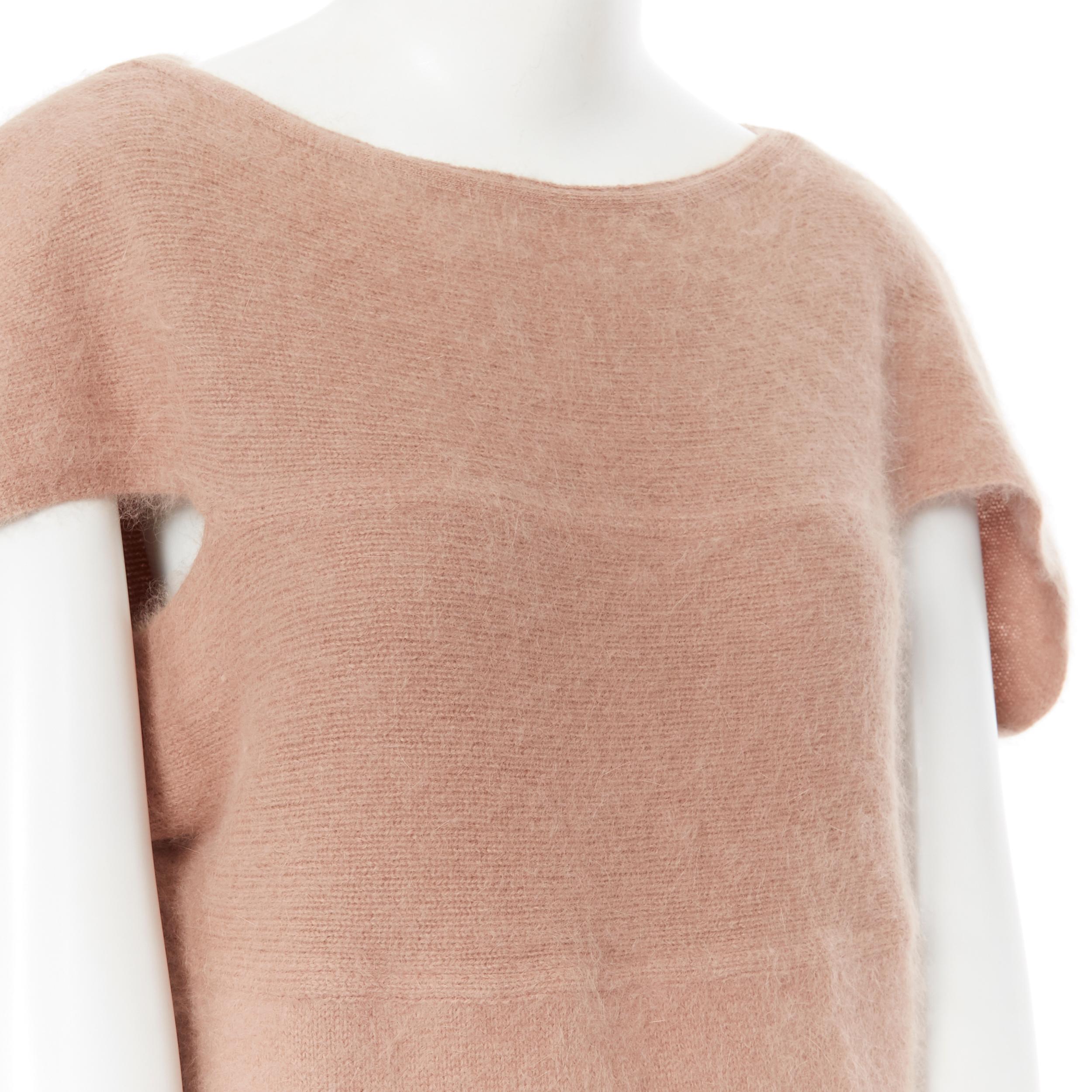 ISSEY MIYAKE Vintage 1980's beige fluffy wool cap sleeve sweater dress M 4