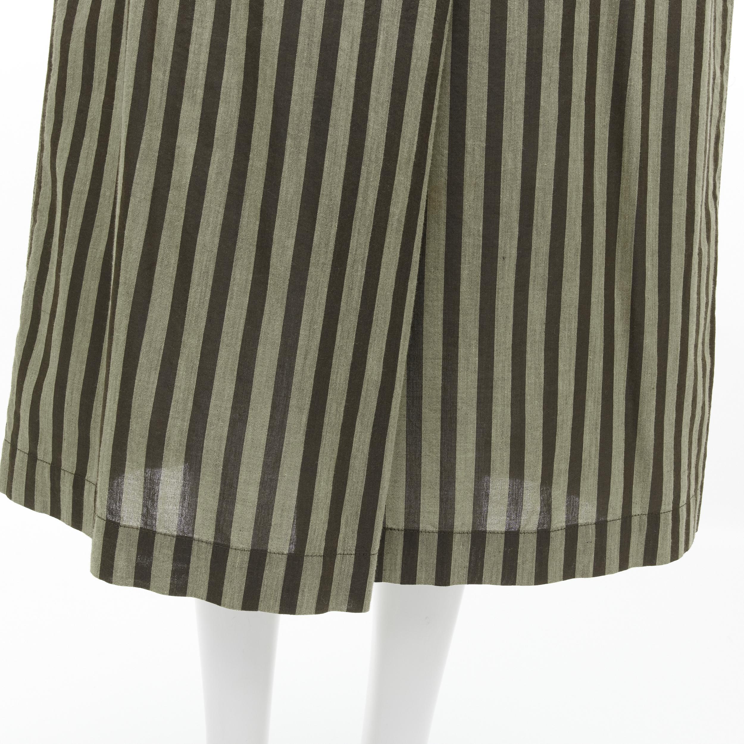 ISSEY MIYAKE Vintage 1980s cotton brown striped diagonal pleat A-line skirt M For Sale 1