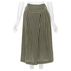 ISSEY MIYAKE Vintage 1980s cotton brown striped diagonal pleat A-line skirt M