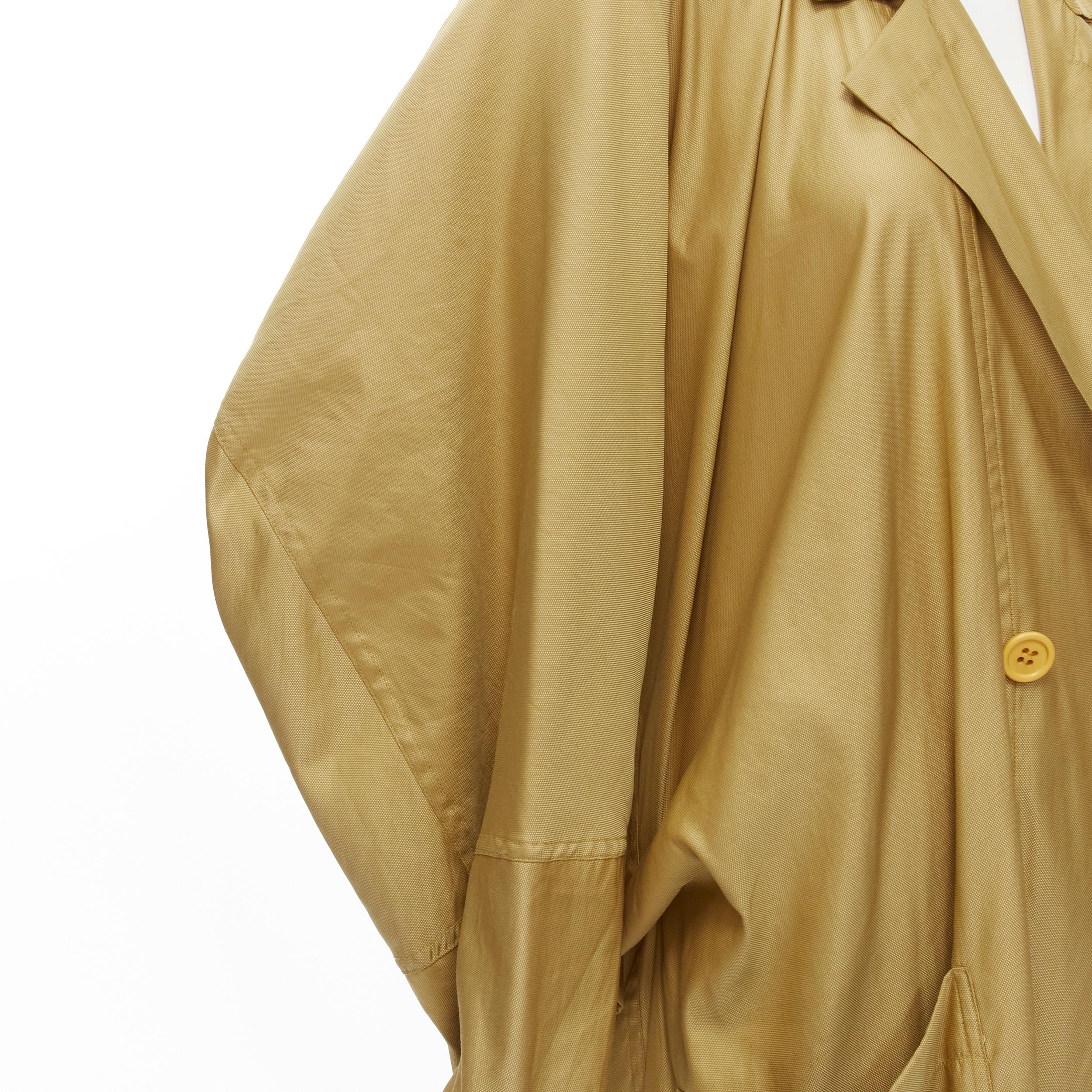 Women's ISSEY MIYAKE Vintage 1980s gold beige parachute draped back trench coat M