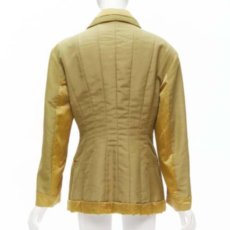 Donna Issey Miyake Giacca vintage anni '80 cachi marrone a contrasto con colletto tagliato in 3D, M. I. in vendita