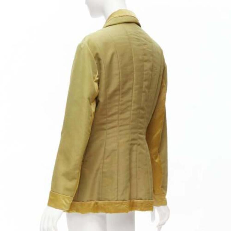 Issey Miyake Giacca vintage anni '80 cachi marrone a contrasto con colletto tagliato in 3D, M. I. in vendita 1