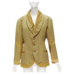 Issey Miyake Giacca vintage anni '80 cachi marrone a contrasto con colletto tagliato in 3D, M. I.