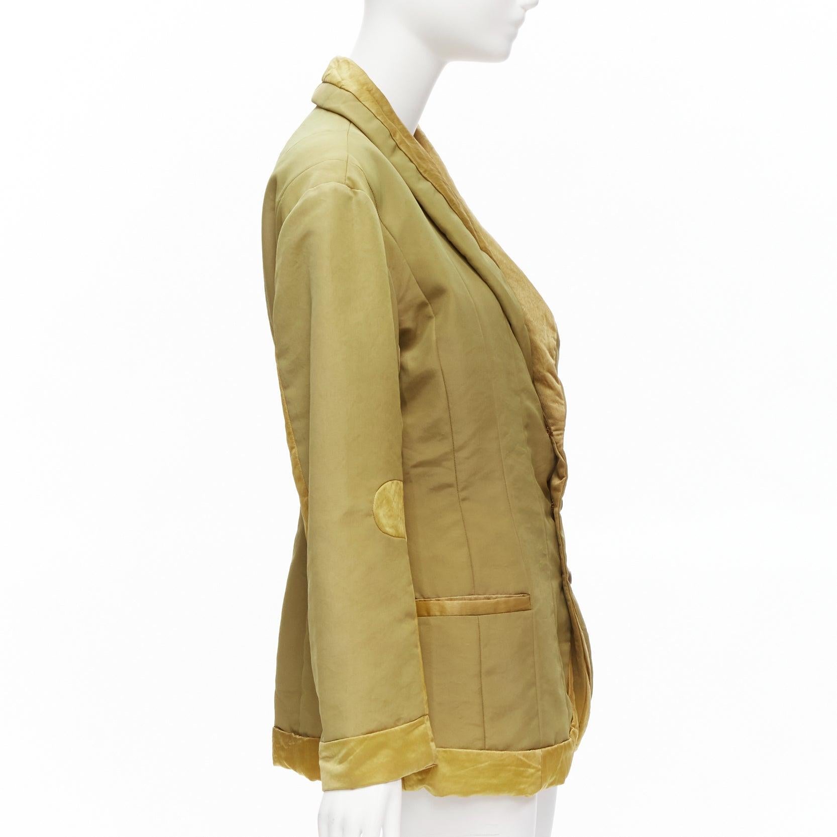 Women's ISSEY MIYAKE Vintage 1980s khaki brown contrast 3D cut collar patch insert jacke For Sale