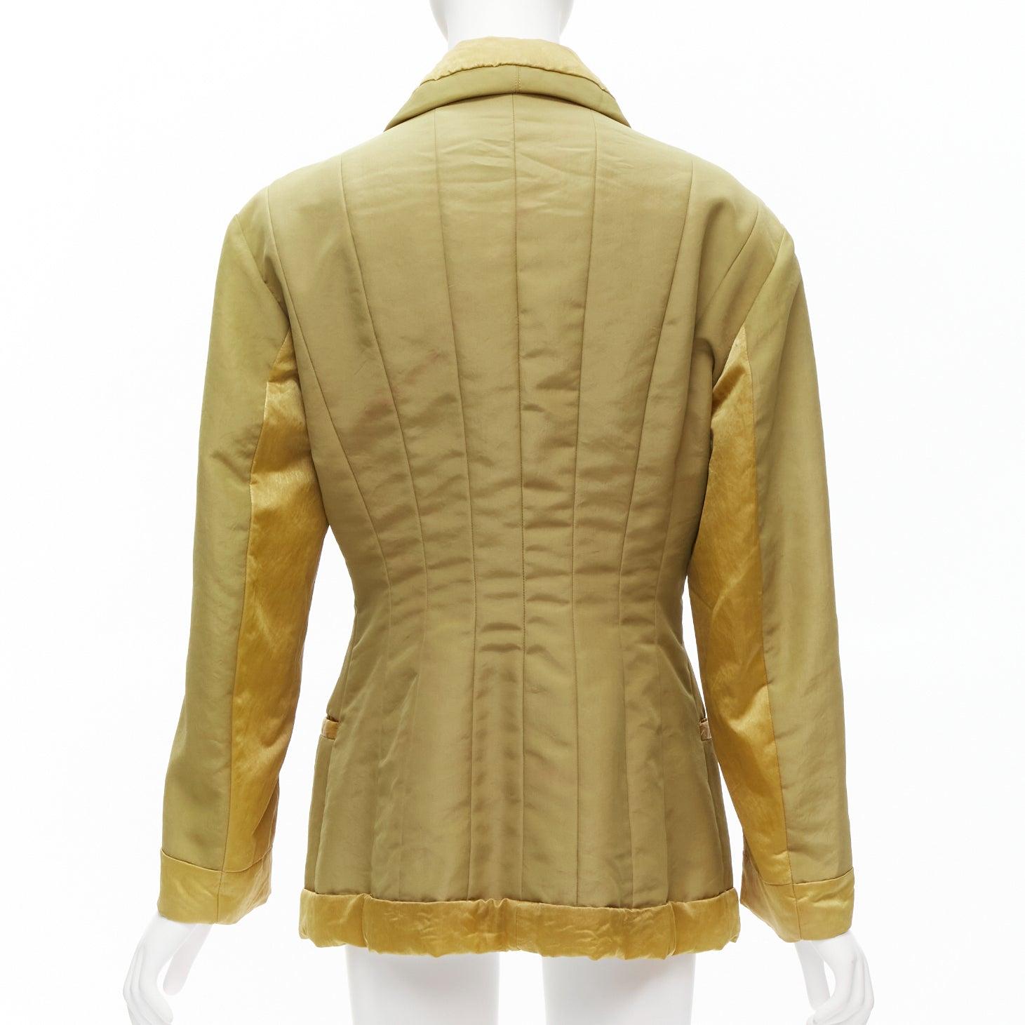 ISSEY MIYAKE Vintage 1980s khaki brown contrast 3D cut collar patch insert jacke For Sale 1