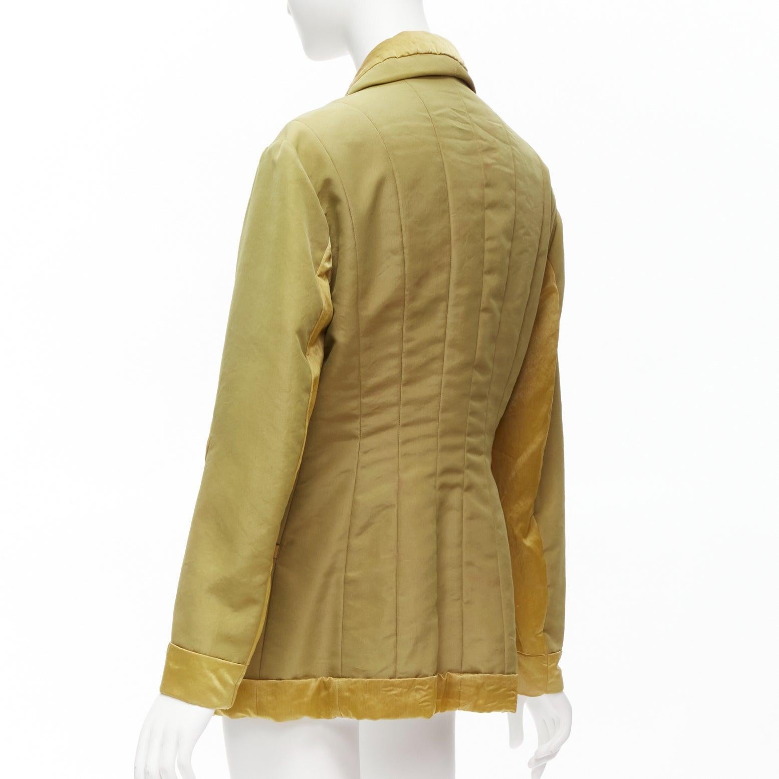 ISSEY MIYAKE Vintage 1980s khaki brown contrast 3D cut collar patch insert jacke For Sale 2