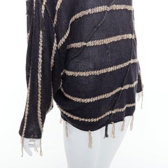 ISSEY MIYAKE Vintage 1980s hellgrau gestreift getäfelt Seite Fransen trimmen Rock M