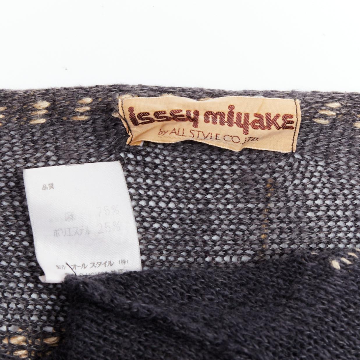 ISSEY MIYAKE Vintage 1980s light grey striped paneled side fringe trim skirt M For Sale 4