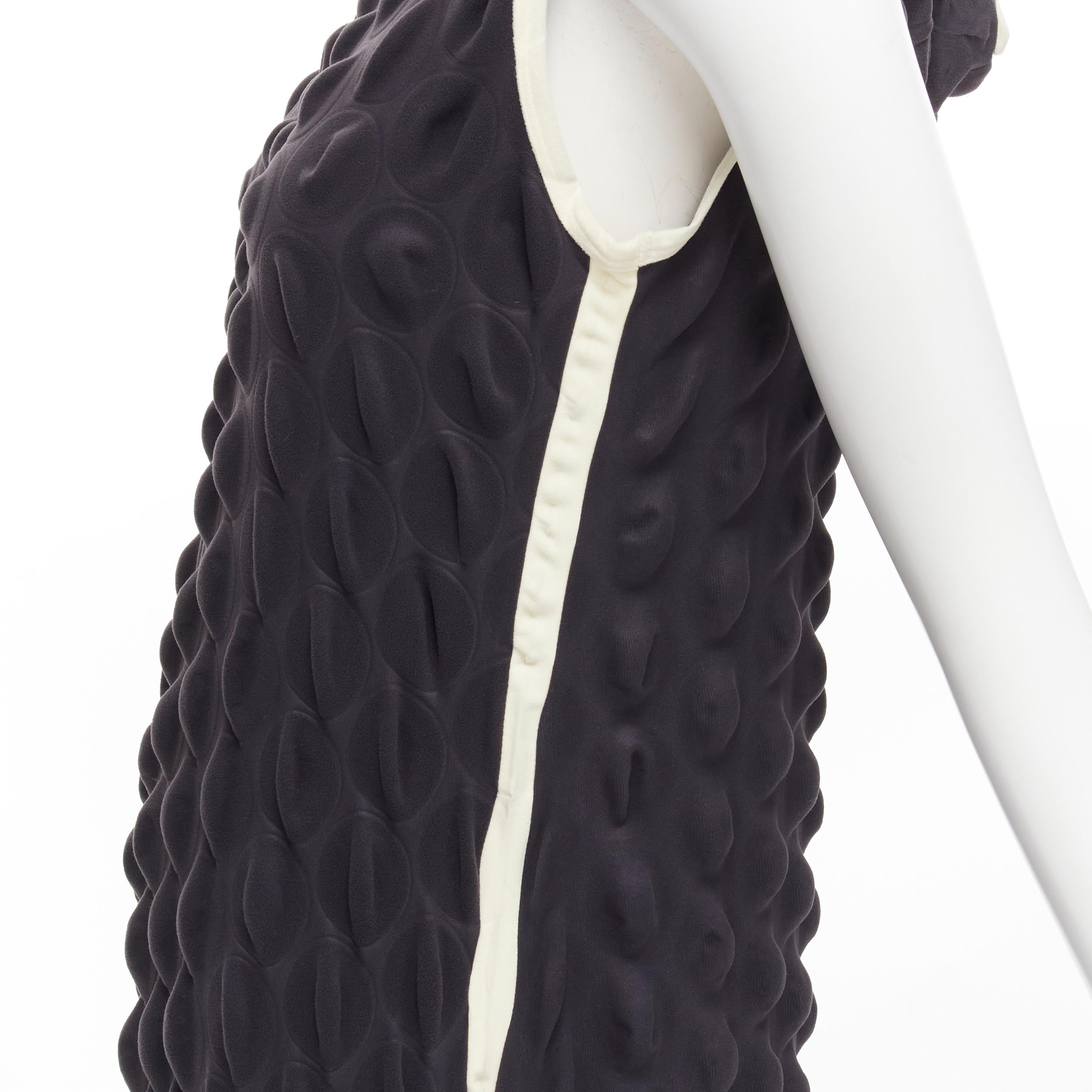 Women's ISSEY MIYAKE Vintage 2000 Egg Carton black white trimmed hooded dress Sz.3 L