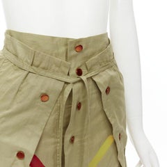 ISSEY MIYAKE Vintage beige hand stitched colourful sheer panel skirt M Rare