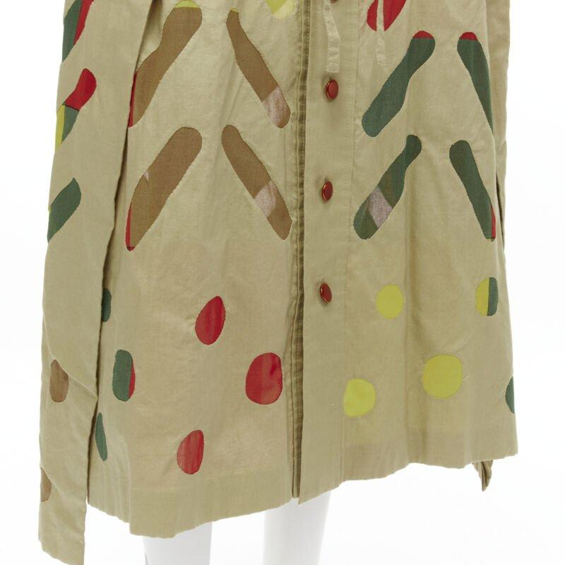 ISSEY MIYAKE Vintage beige hand stitched colourful sheer panel skirt M Rare For Sale 2