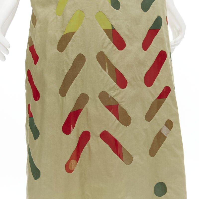 ISSEY MIYAKE Vintage beige hand stitched colourful sheer panel skirt M Rare For Sale 3