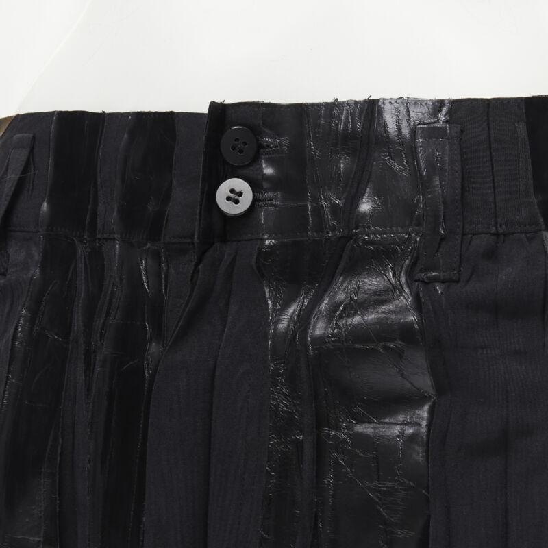 ISSEY MIYAKE Vintage black lacquered coating pleated mini skirt M Rare For Sale 2