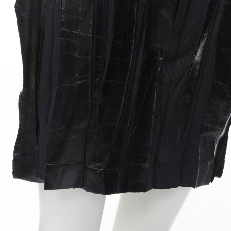 ISSEY MIYAKE Vintage black lacquered coating pleated mini skirt M Rare For Sale 3