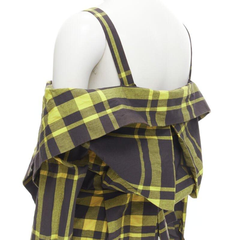 ISSEY MIYAKE Vintage schwarz gelb kariertes Baumwollhemd mit Stehkragen S Rare im Angebot 5