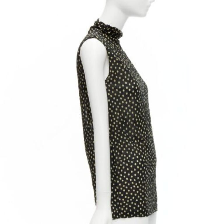 ISSEY MIYAKE Vintage negro amarillo lunares arrugados cuello alto chaleco S en Excelente estado para la venta en Hong Kong, NT