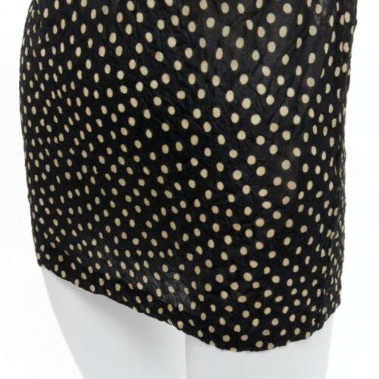 ISSEY MIYAKE Vintage negro amarillo lunares arrugados cuello alto chaleco S en venta 2