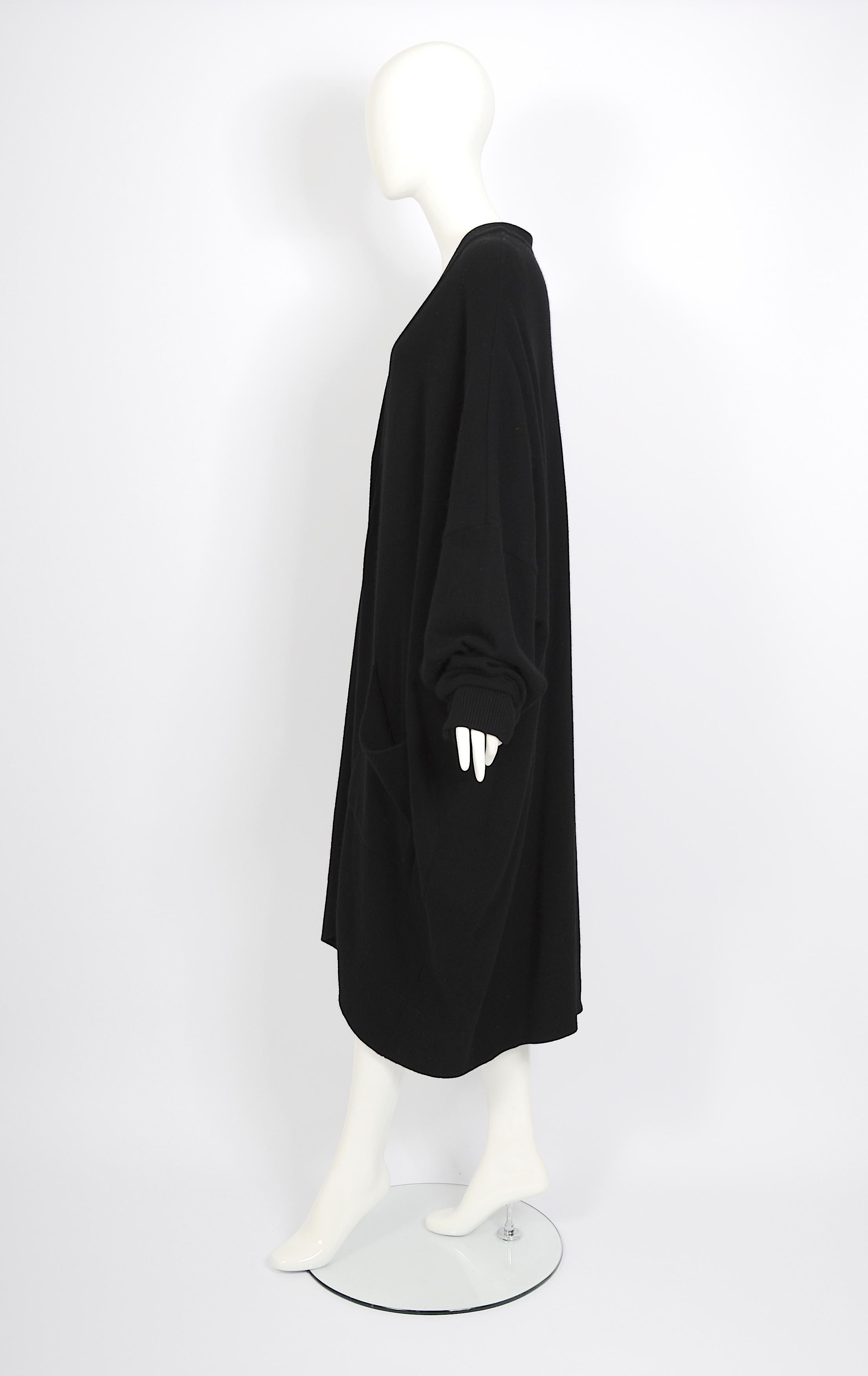 Women's or Men's Issey Miyake vintage circa 1970s oversized cocoon black wool cardigan For Sale