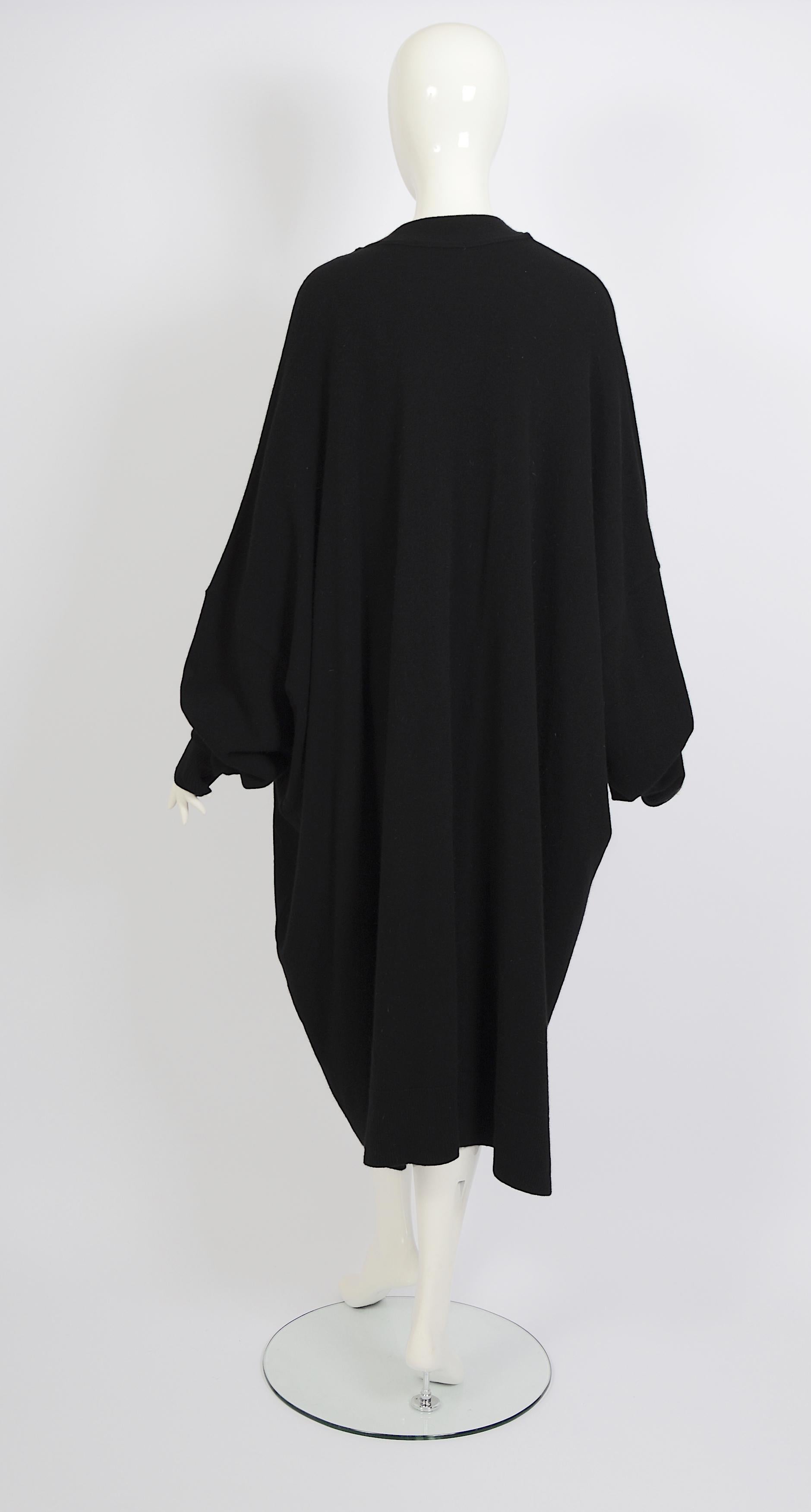 Issey Miyake vintage circa 1970s oversized cocoon black wool cardigan For Sale 1