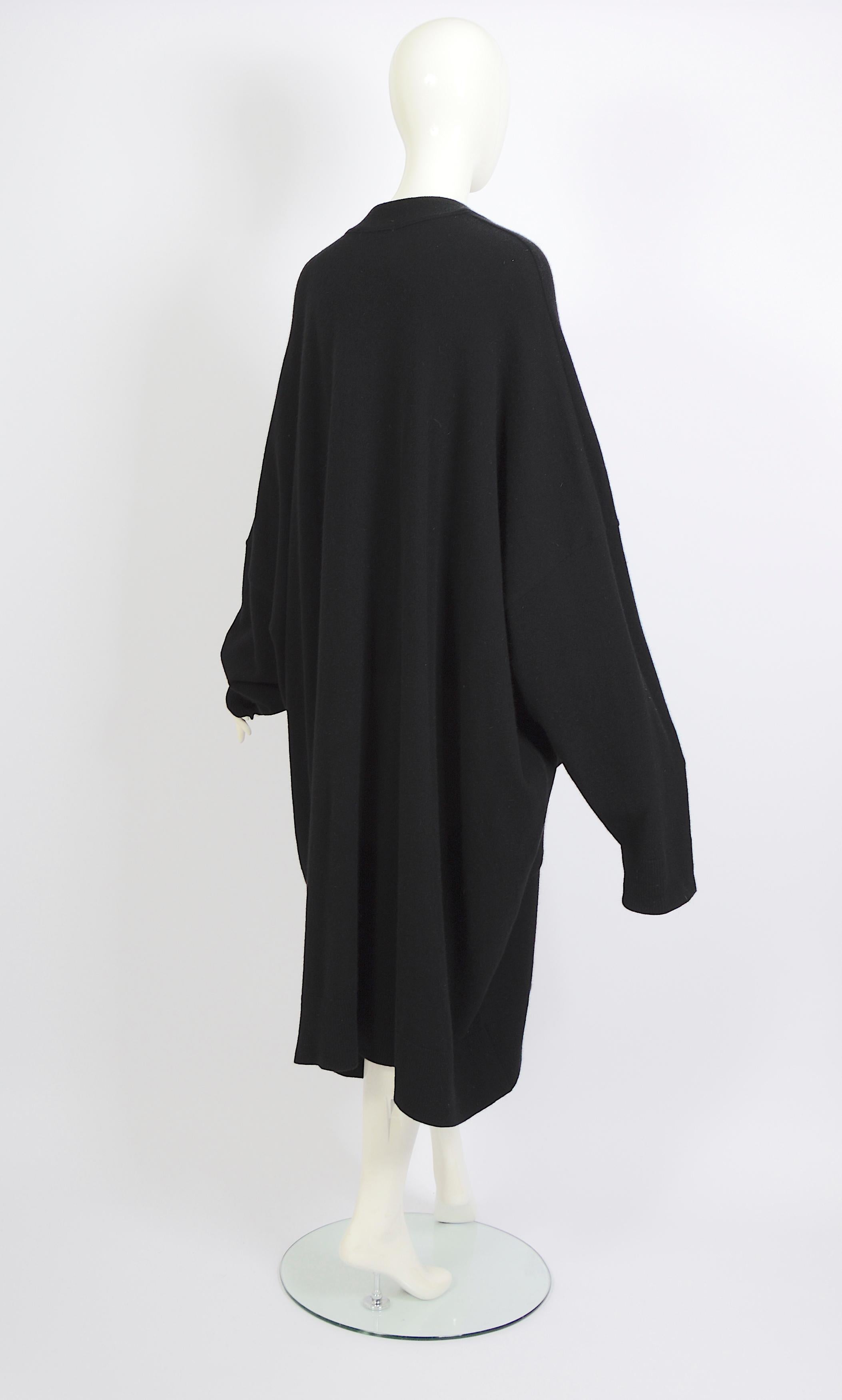 Issey Miyake vintage circa 1970s oversized cocoon black wool cardigan For Sale 2