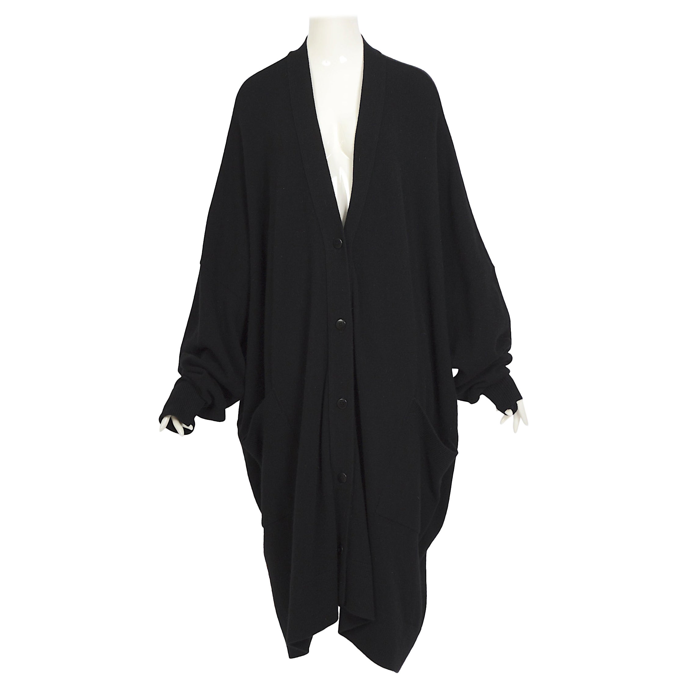 Chaqueta de punto oversize de lana negra Issey Miyake vintage de los años 70