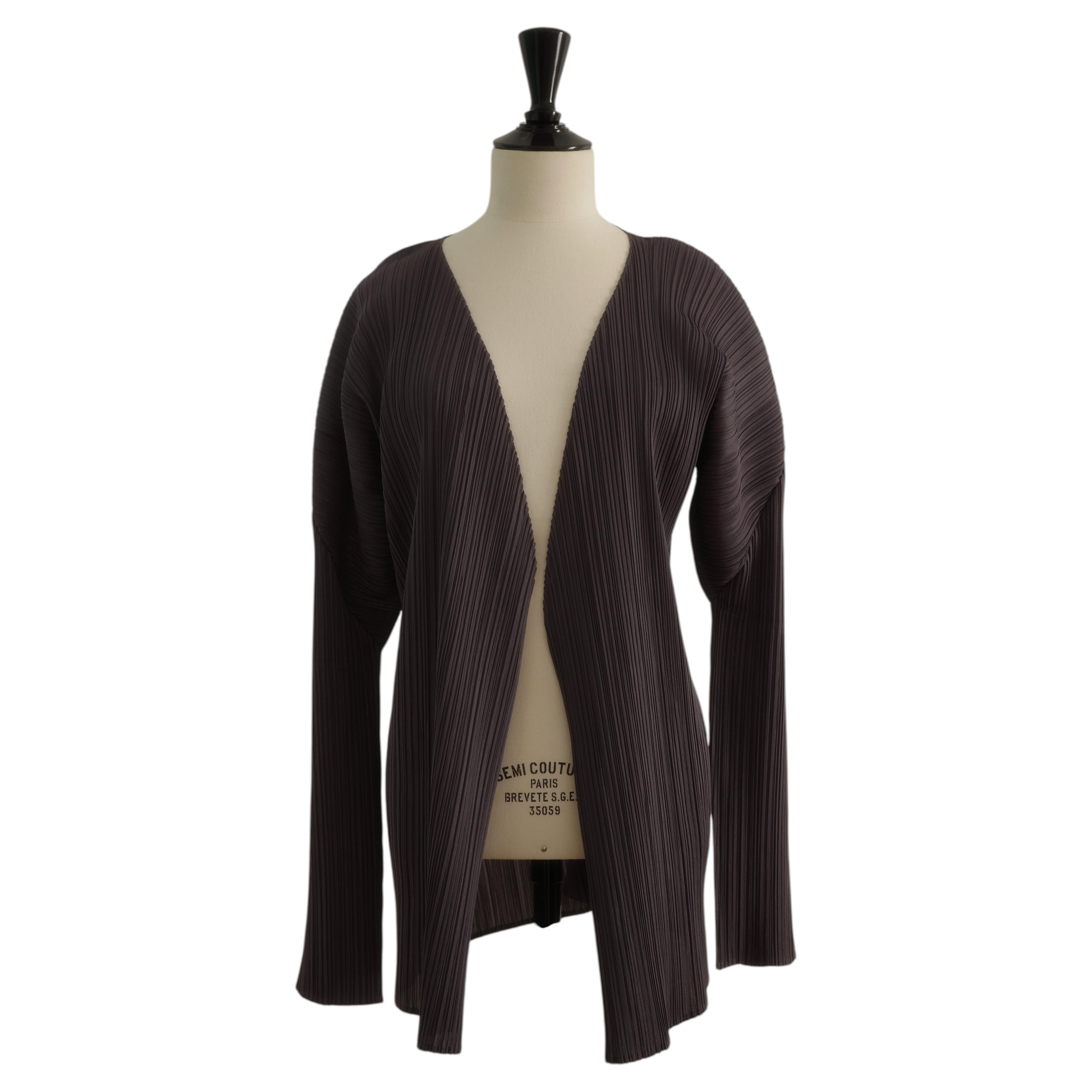 Issey Miyake Vintage Grey Pleated Jacket with Architectural Construction For Sale