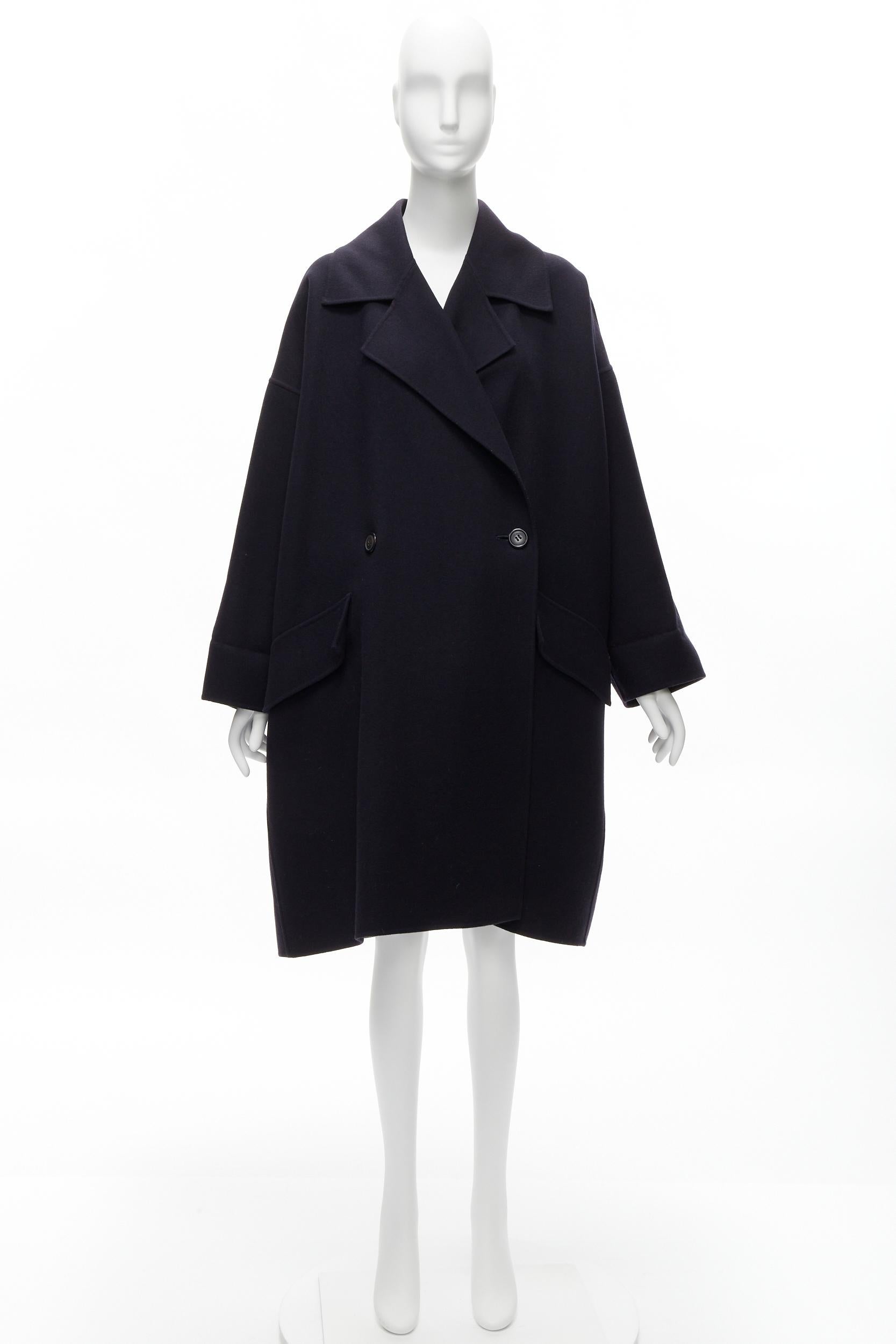 ISSEY MIYAKE Vintage navy blue double breasted wide cut cocoon coat L For Sale 6