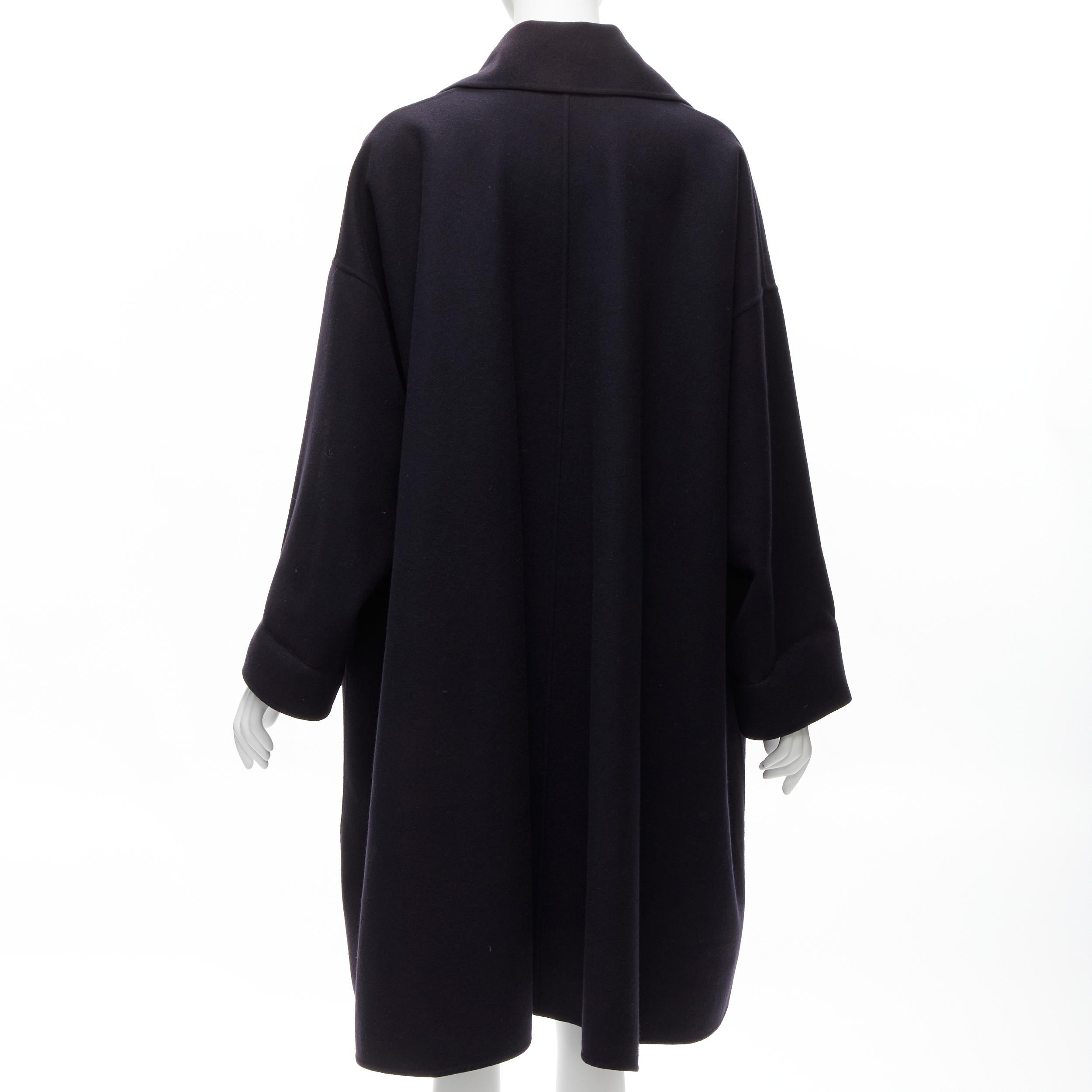 ISSEY MIYAKE Vintage navy blue double breasted wide cut cocoon coat L For Sale 1