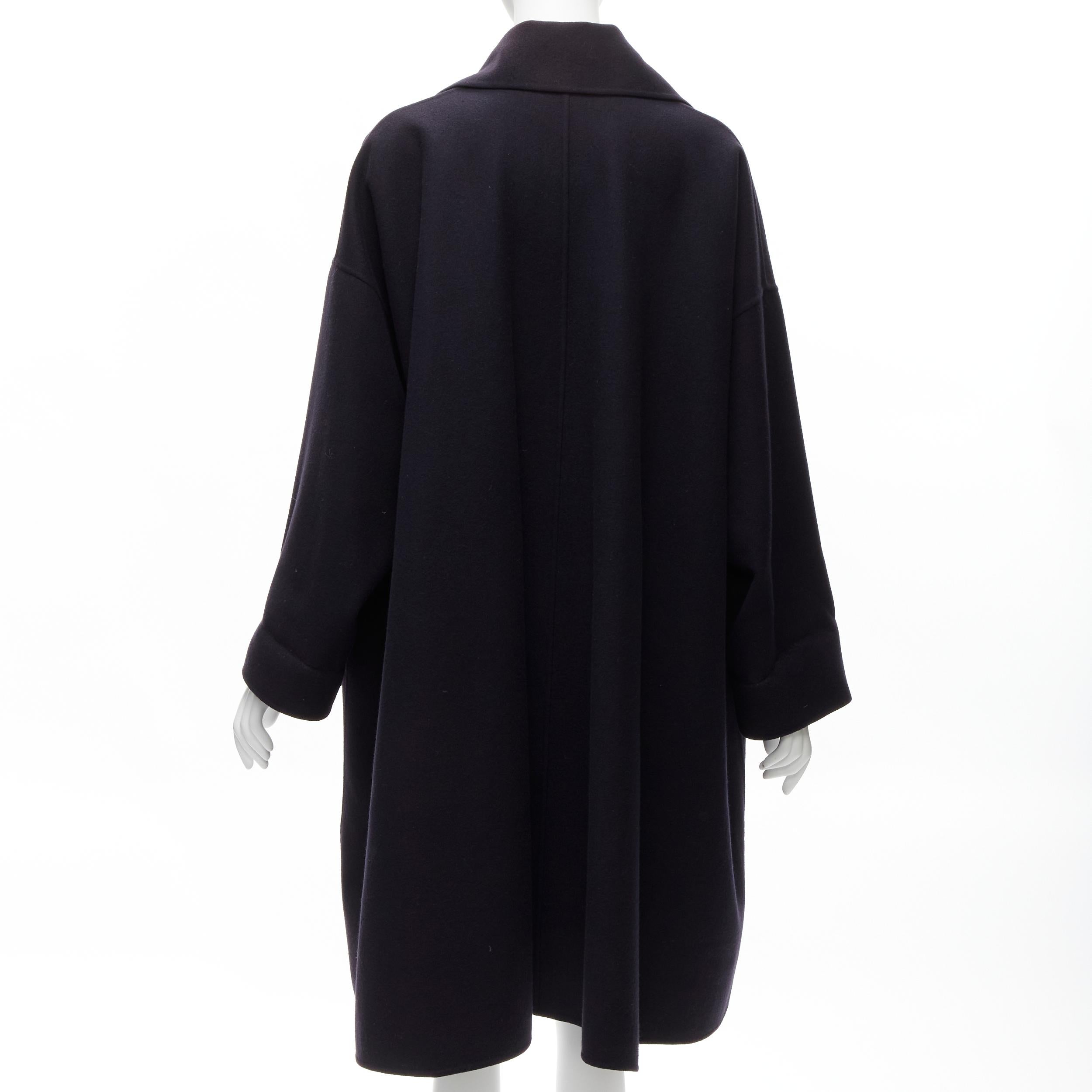 ISSEY MIYAKE Vintage navy blue double breasted wide cut cocoon coat L For Sale 2