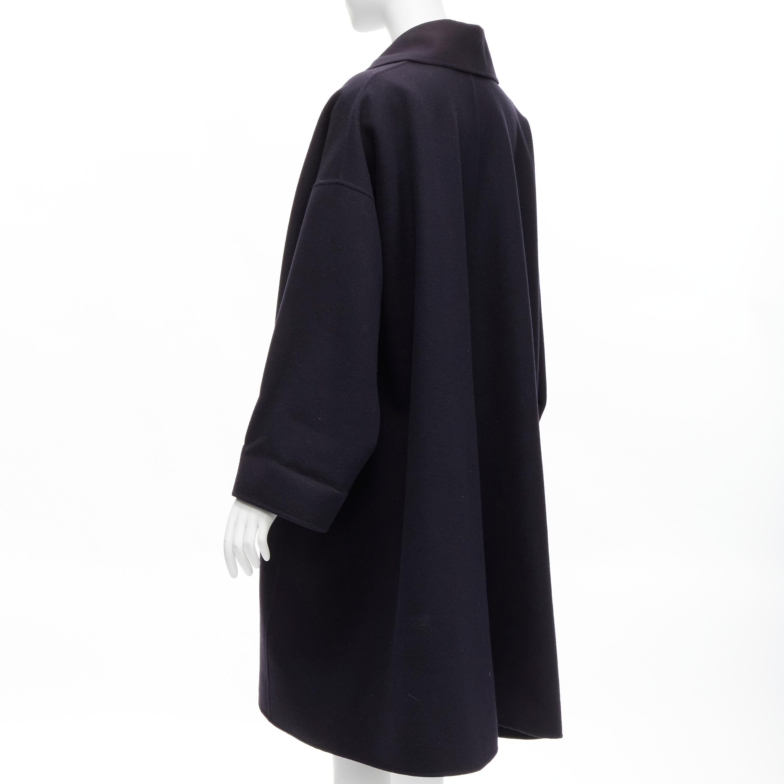 ISSEY MIYAKE Vintage navy blue double breasted wide cut cocoon coat L For Sale 3