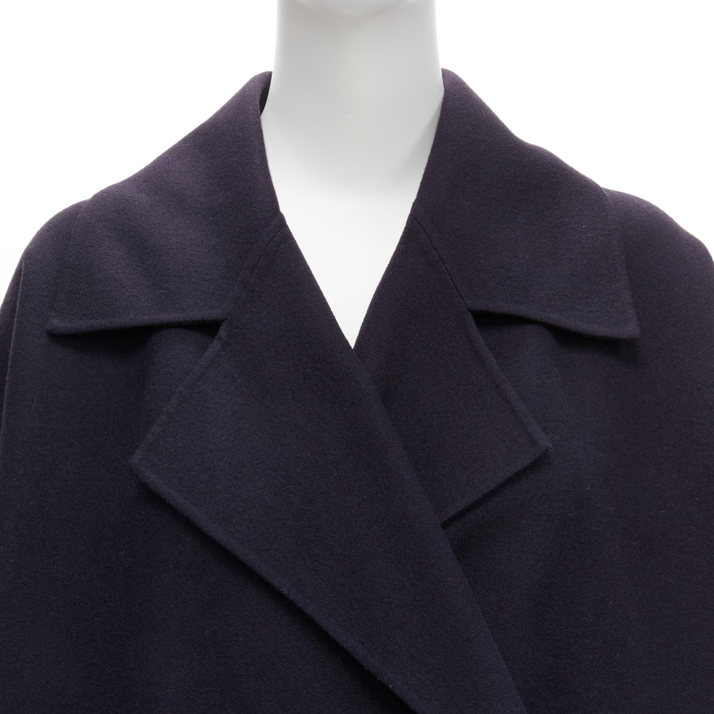 ISSEY MIYAKE Vintage navy blue double breasted wide cut cocoon coat L For Sale 4