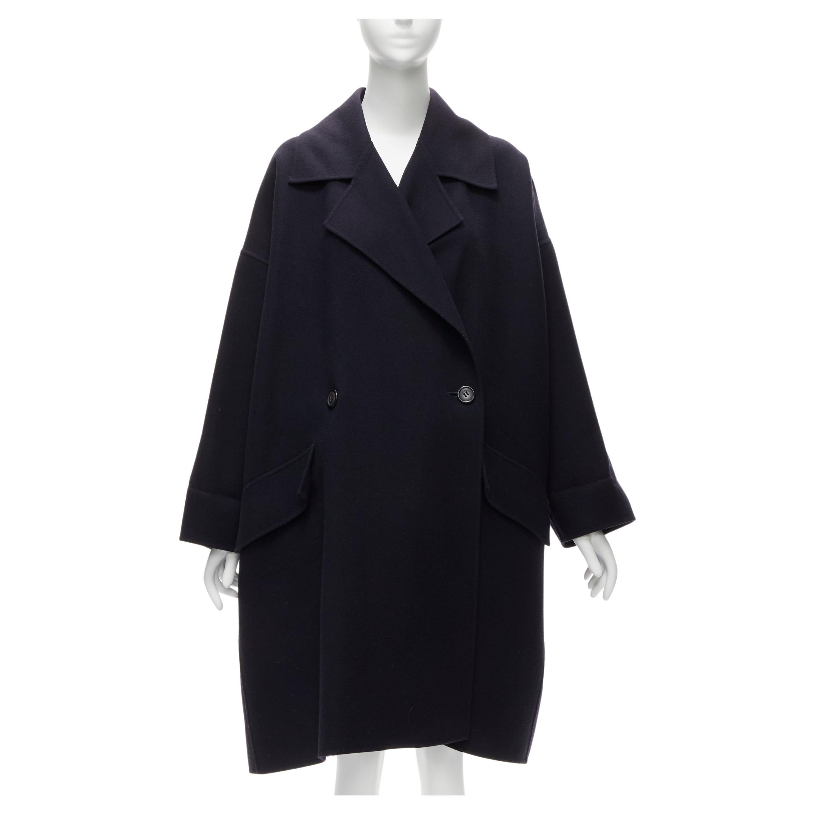 ISSEY MIYAKE Vintage navy blue double breasted wide cut cocoon coat L For Sale