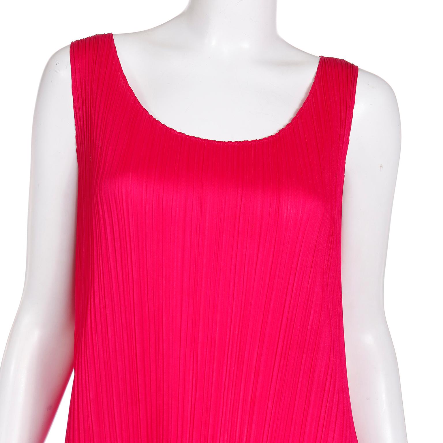 Issey Miyake Vintage Pleats Please Raspberry Pink Pleated Long Dress For Sale 6
