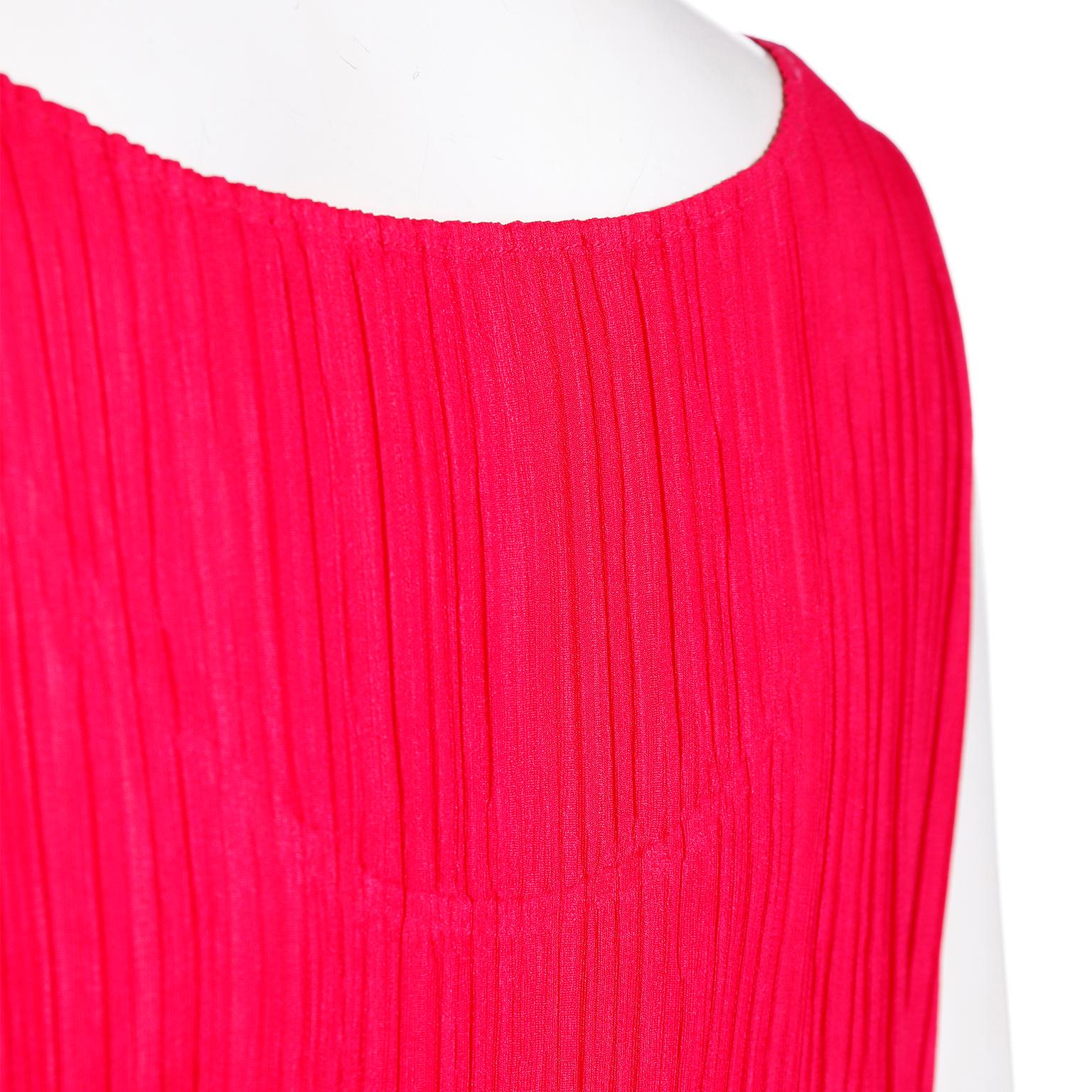 Issey Miyake Vintage Pleats Please Raspberry Pink Pleated Long Dress For Sale 7
