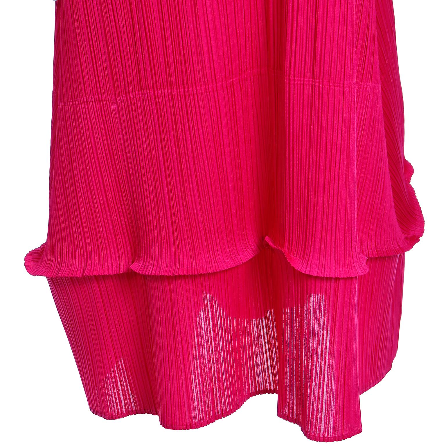 Issey Miyake Vintage Pleats Please Raspberry Pink Pleated Long Dress For Sale 5