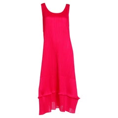 Issey Miyake Vintage Pleats Please Raspberry Pink Pleated Long Dress