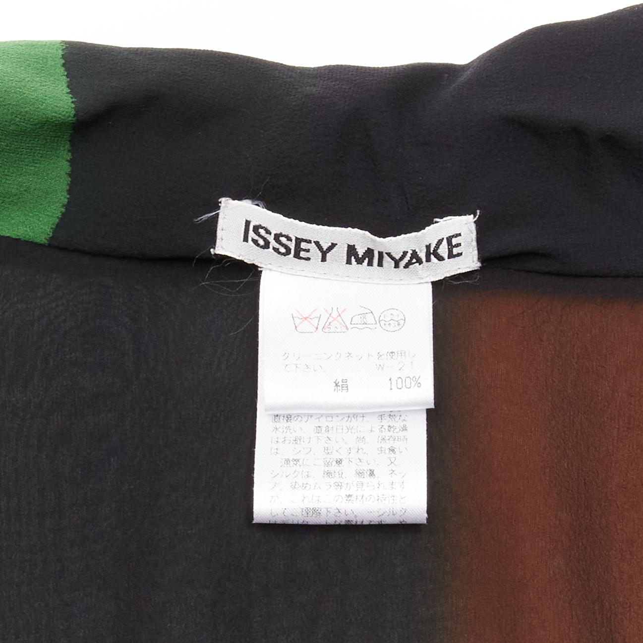 ISSEY MIYAKE Vintage silk colorblocked brush stroke print long overshirt jacket For Sale 5