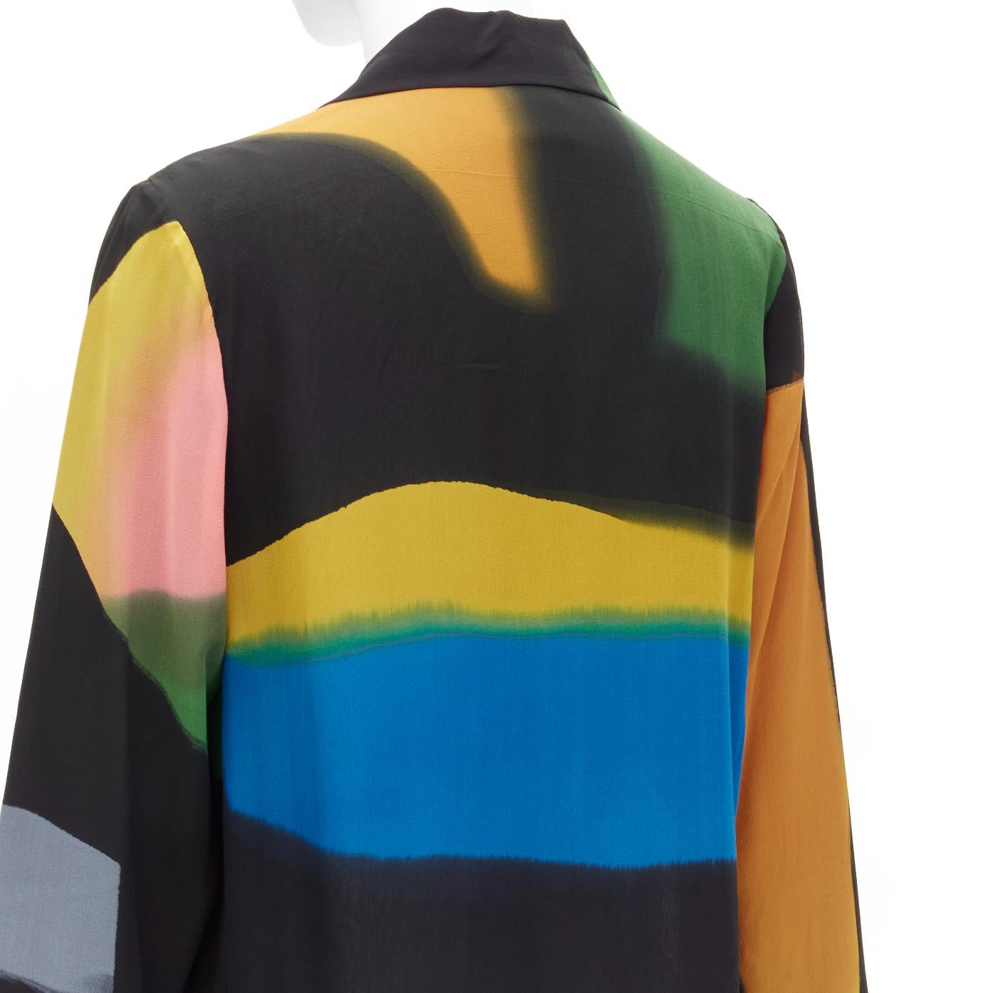 ISSEY MIYAKE Vintage silk colorblocked brush stroke print long overshirt jacket For Sale 4