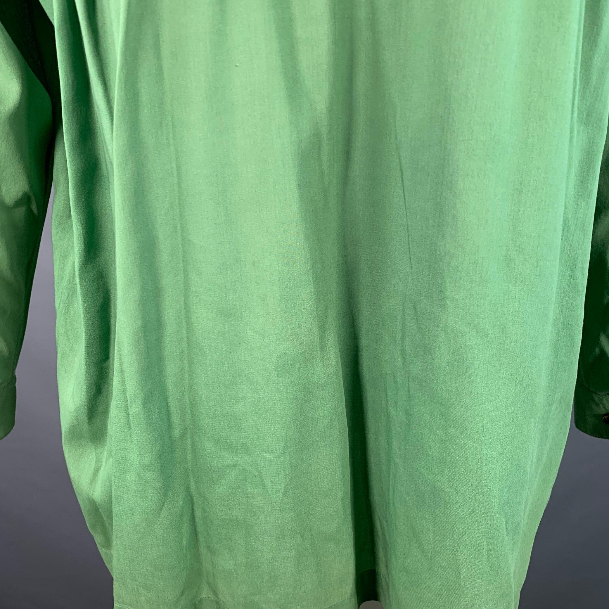Issey Miyake Vintage Taglia L Greene & Greene Greene a righe in cotone con una tasca a manica lunga In condizioni buone in vendita a San Francisco, CA