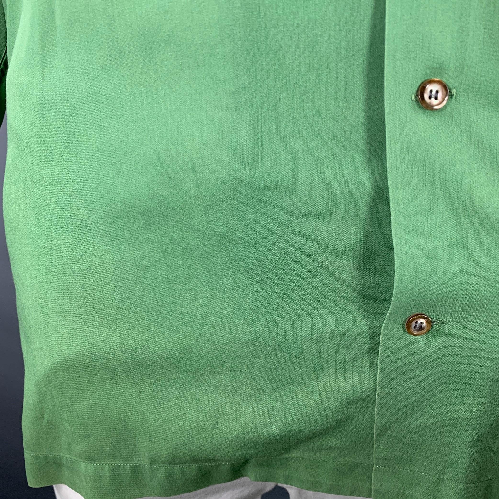 Issey Miyake Vintage Taglia L Greene & Greene Greene a righe in cotone con una tasca a manica lunga in vendita 4